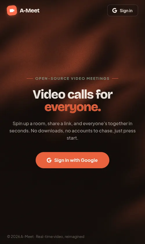 The same entry point at phone width — the build is responsive, not desktop-only